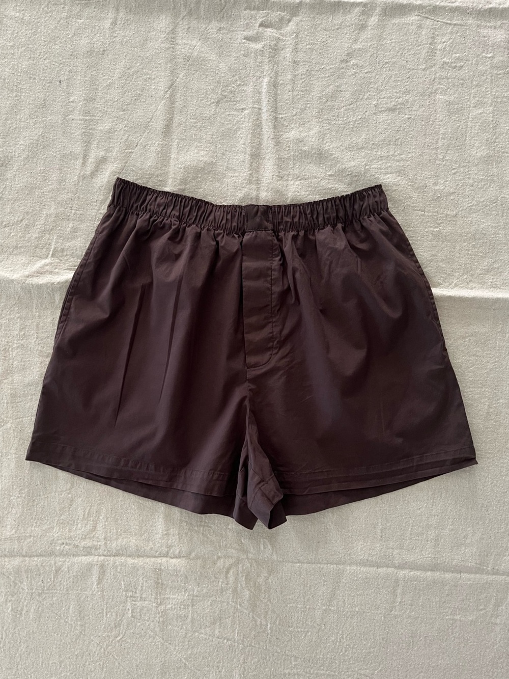 Skims Cotton Poplin Boxer Shorts in Dark Sepia Size Small